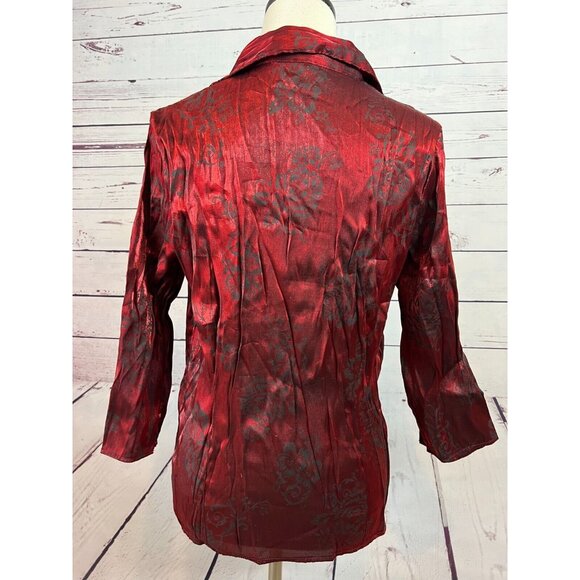 NWOT NOTATIONS Womens Twofer Blouse w Attached Tank Bling Holiday Large Rayon - Picture 3 of 10